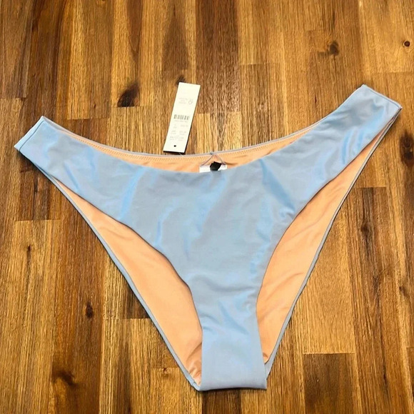 J. Crew NWT light blue Curve Waist Cheeky Bikini Bottom Women’s Size L - Picture 1 of 3